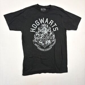 Harry Potter Hogwarts Crest Graphic T-Shirt Black Mens Large Cotton